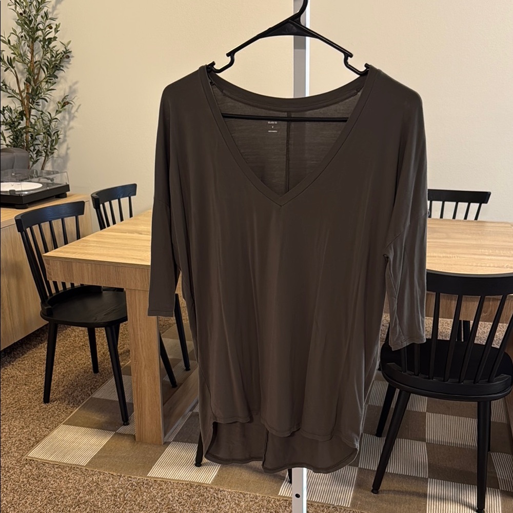 Express Olive Green Long Sleeve Tunic Blouse